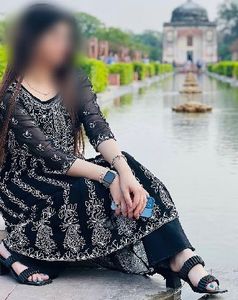 Elegant Black &amp; White Embroidered Kurta Set