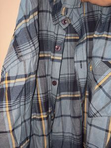 Blue Plaid Button-Up Shirt