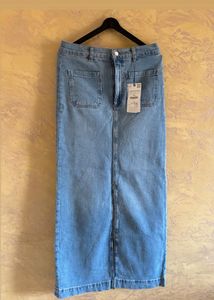 Light Wash Denim Maxi Skirt