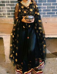 Black &amp; Gold Embellished anarkali suit