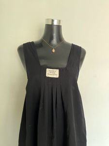 Black A-line Square Neck Dress with open back