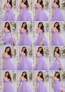 Lavender Off-Shoulder Tulle Gown