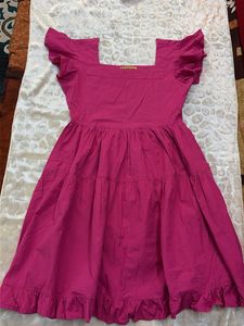 Fuchsia Pink Tiered Square Neck Dress