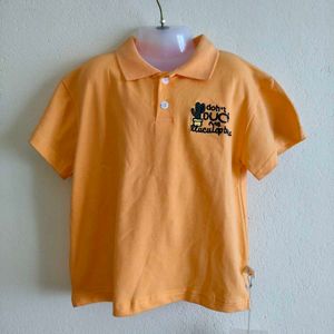 Cute Orange Polo Shirt with Cactus Design