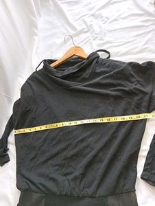 Cocktail Black Slip Dress With Long Sleeve