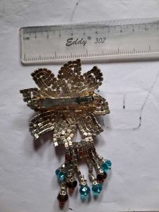 Rhinestone Flower hair pin with Dangles