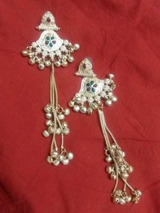 Ethnic Silver Jhumka Earrings with Bells