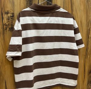 Brown striped crop tshirt size medium