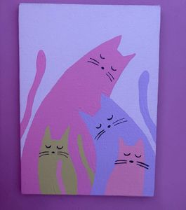 Cute Cat Family Canvas Art