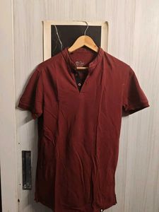 Men's Maroon Crew Neck Polo Tshirt