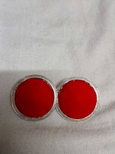 Bold Red Round Earrings