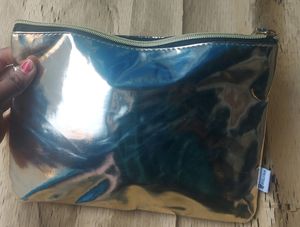 Shiny Silver Quilted Pouch