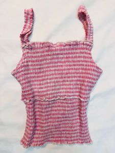 Pink Striped Crop Top