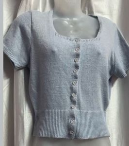 Cute Light Blue Button-Up Top