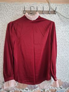 Elegant Ruffled Maroon Blouse