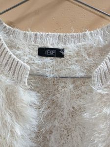 Cream Furry Winter Cardigan