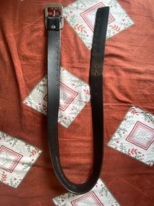 Vintage Leather Belt with Silver Buckle