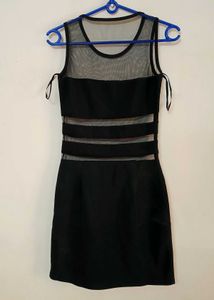 Chic Black Mesh Panel Dress