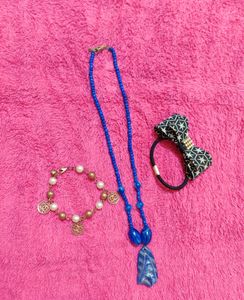 Necklace, Pearl Chanel Charm Bracelet & Hair Accessories