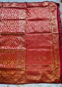 Elegant Red &amp; Gold Banarasi Silk Saree