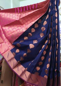 Elegant Blue &amp; Red Silk Saree