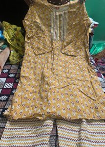 Stylish Yellow Kurta with Palazzo Set