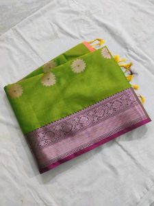 Elegant Green Banarasi Silk Allove Boota Saree