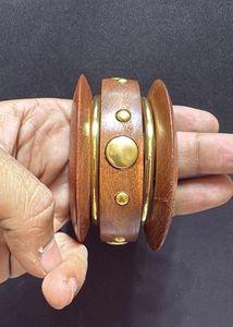 Unique Wooden &amp; Gold Tone Bracelet