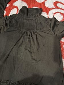 Turtleneck Long Sleeve top with Lace Trim
