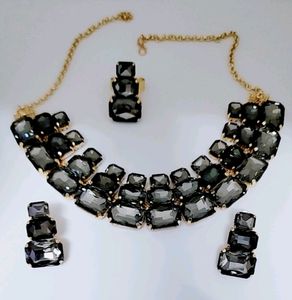 Grey Korean necklace Set