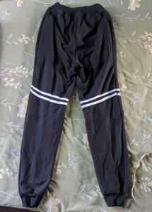 Black Fleece Joggers with White Stripes | Winter J