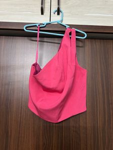 Hot Pink One-Shoulder Statement Crop Top