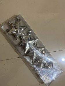 Sparkling Silver Star Ornaments (Set of 5)