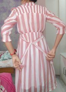 Pink &amp; White Striped Dress