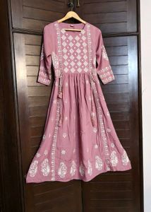 Mauve Pink Chikankari Embroidery Kurta Set