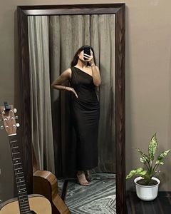 Chic One-Shoulder Ruched Maxi Dress with a slit