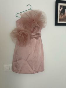 Dusty Pink Tulle Flower Embellished Dress 🎀🌷💗