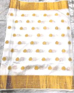 cream gold zari pure Silk saree
