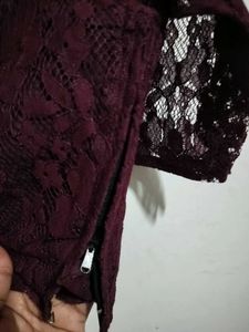 Elegant Burgundy Lace Saree