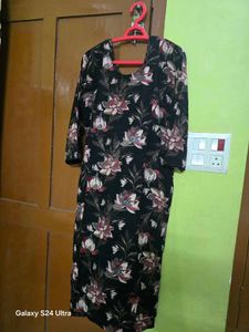 Floral Print Black Blouse
