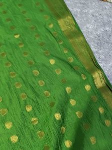 Vibrant Green duptta with Gold Dots