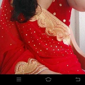 Stunning Red &amp; Gold Embroidered Saree