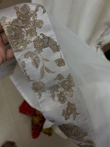 Elegant White &amp; Gold Embroidered Kurta Set