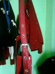Red  Burgundy Buckled Shoulder Bag