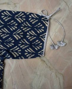 Navy Blue Printed Blouse
