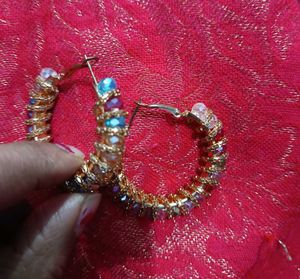 Colorful Beaded Hoop Earrings