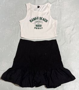set shein Top & H&M Black Skirt
