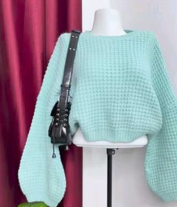 Chic Mint Waffle Knit Sweater