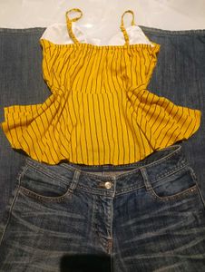 Yellow Striped Padded Camisole Top