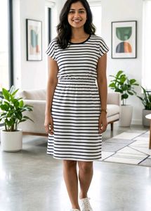 Striped Casual Short Sleeve Dress